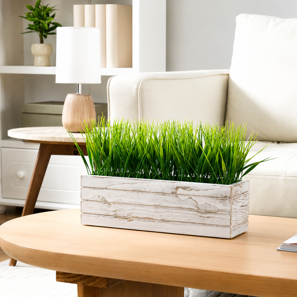 Faux Wheatgrass Planter