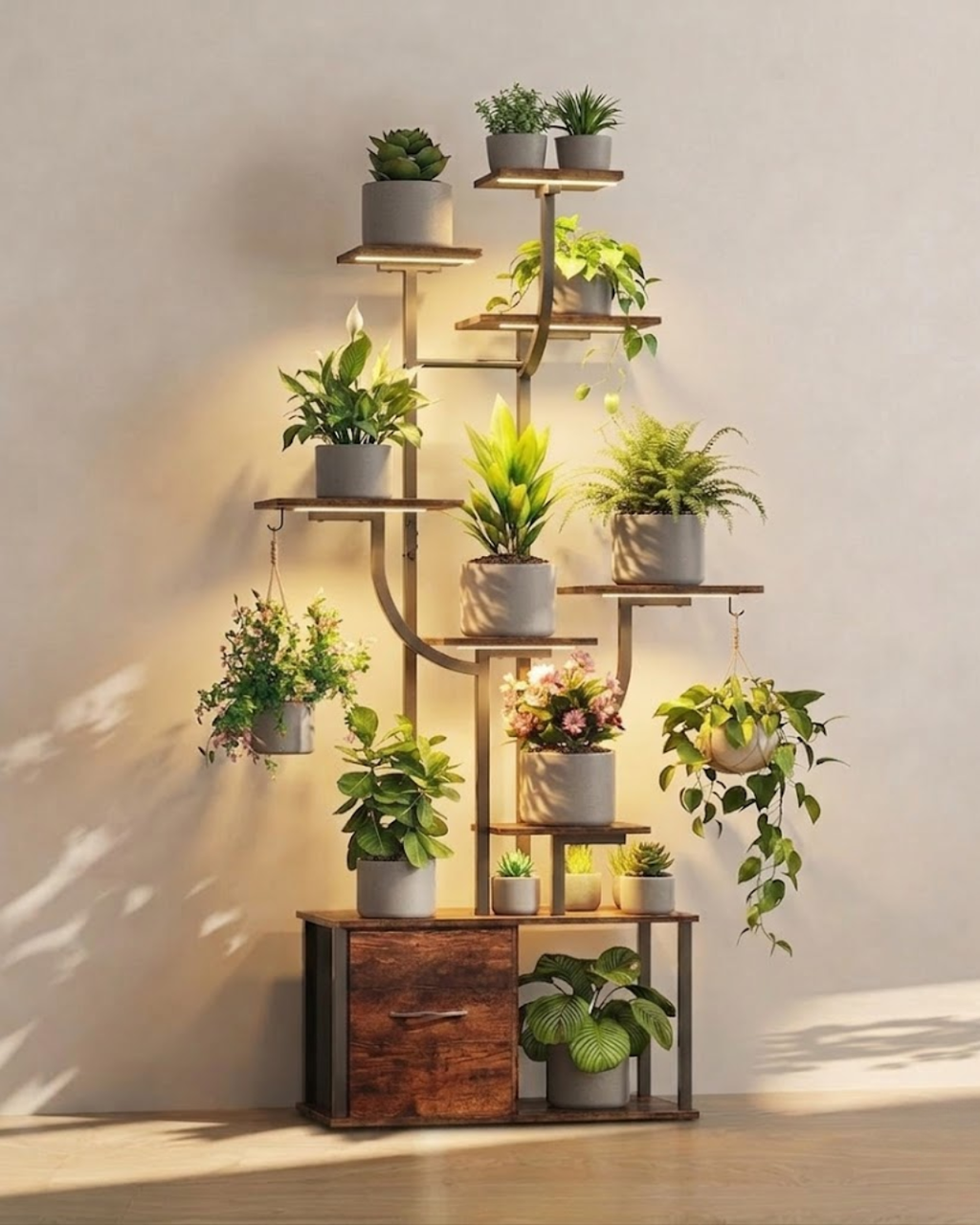 Tiered Plant Stand with Integrated Lights