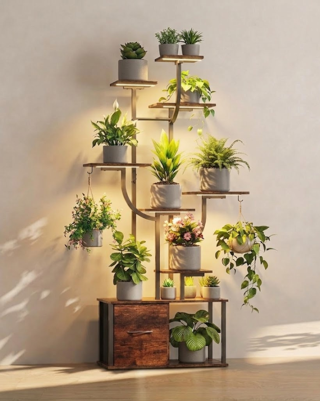 Tiered Plant Stand with Integrated Lights
